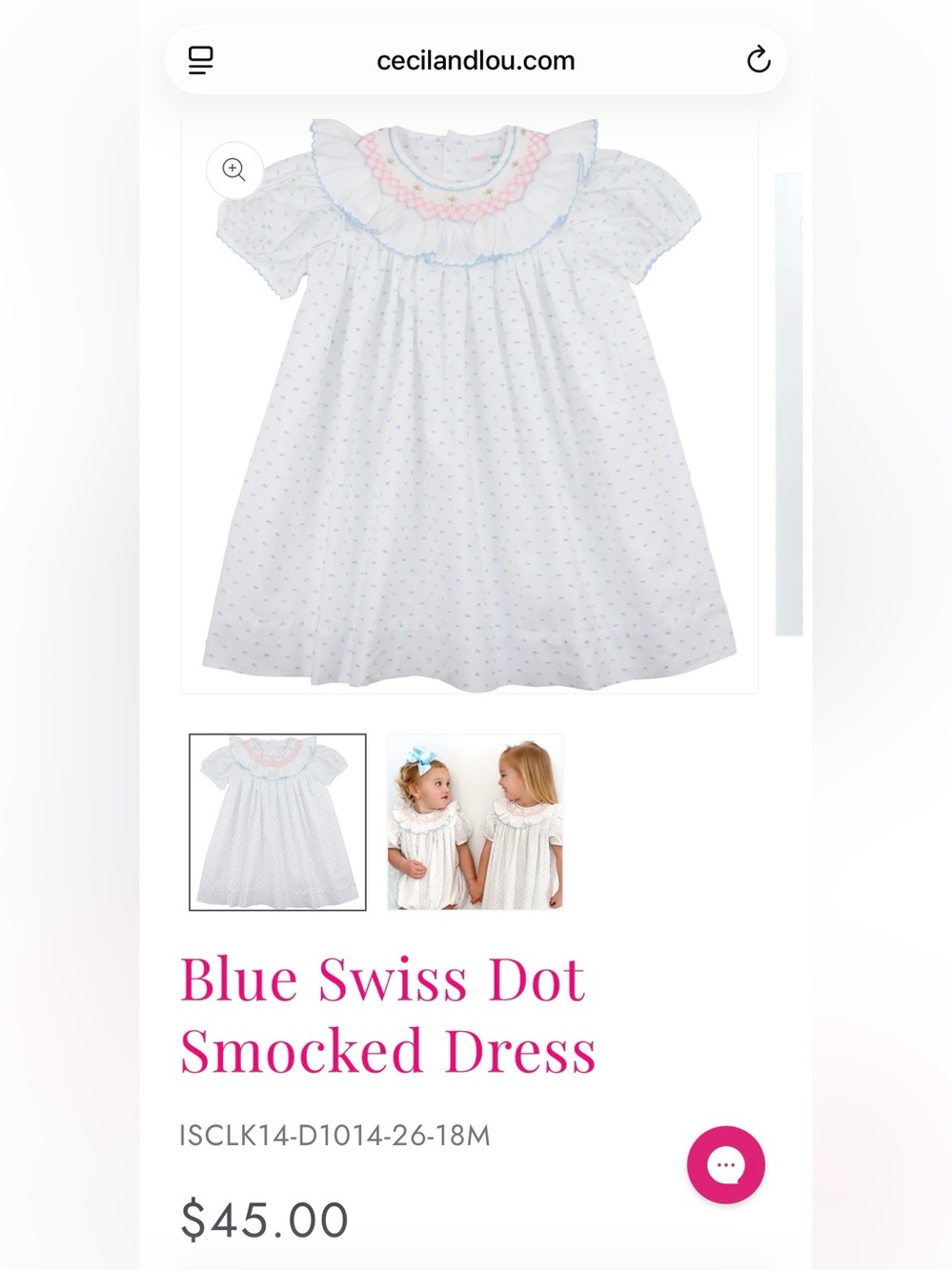Cecil & Lou Blue Swiss Dot Smocked Dress - Picture 2 of 4